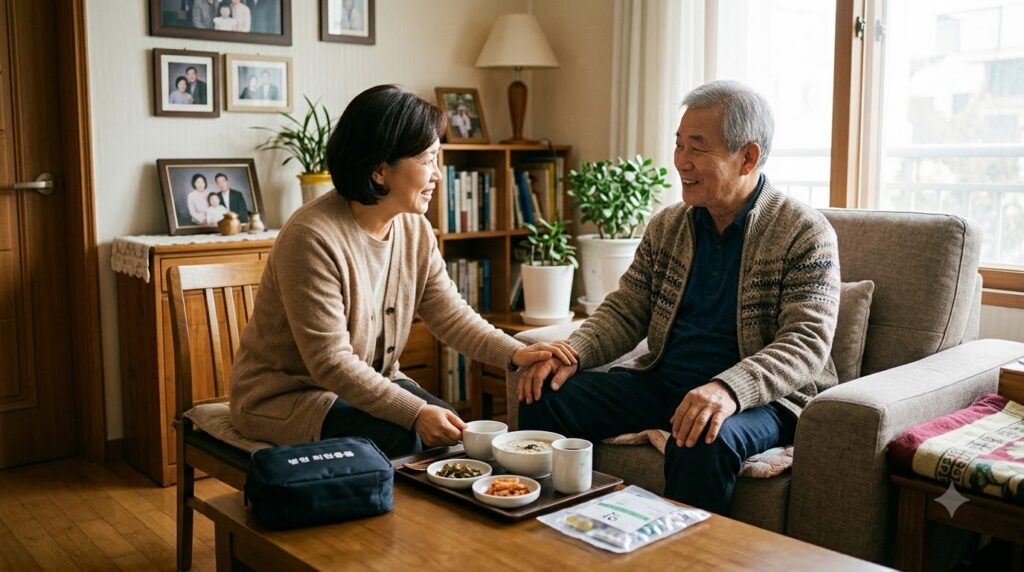 Caregiver assisting elderly man … 202608131402 2
