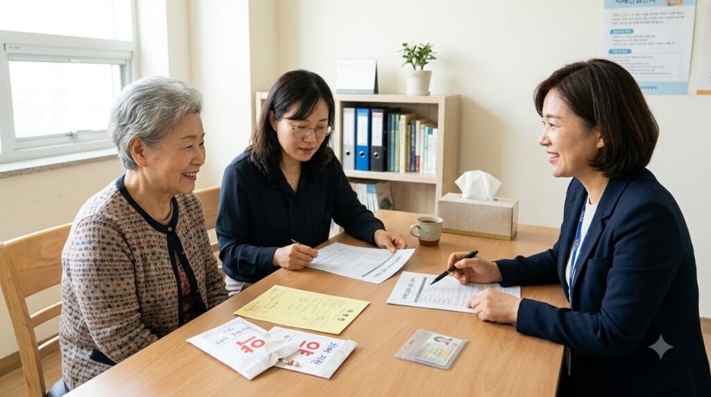 2026 치매 치료관리비 지원 총정리 | 대상·지원금·신청방법 1 Counselor explaining documents t… 202608152322