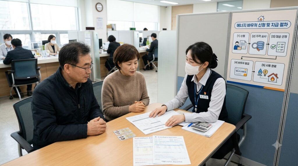 2026 에너지바우처 총정리 | 신청 대상부터 지원금액, 신청방법까지 한눈에 1 Couple receiving Energy Voucher … 202608041247