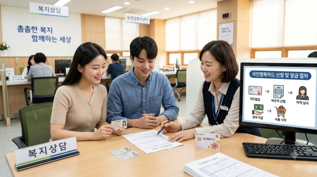 2026 국민행복카드 총정리 | 신청 대상부터 바우처 혜택, 사용처까지 한눈에 1 Couple receiving consultation desk 202608062042