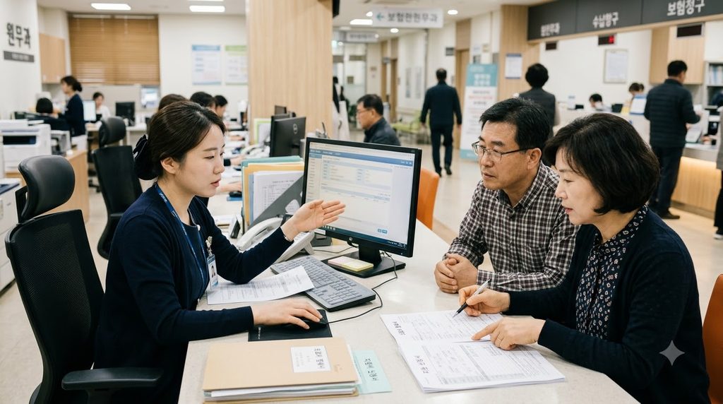 2026 차상위 본인부담경감 대상자|병원비가 줄어드는 기준과 확인방법 3 Couple reviewing medical bill at… 202608242321