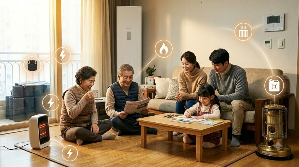 2026 에너지바우처 총정리 | 신청 대상부터 지원금액, 신청방법까지 한눈에 2 Family using winter heating warm… 202608041247
