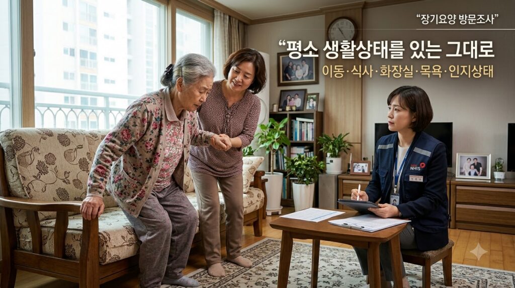 2026 노인장기요양보험 총정리 | 신청 대상·등급·혜택·신청방법 2 Inspector assessing elderly pers… 202608152227 1