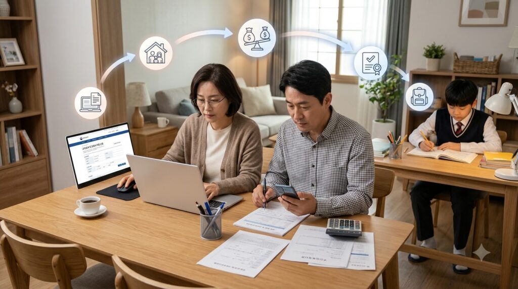 2026 초·중·고 교육비 지원 총정리 | 지원 대상부터 신청방법까지 2 Parents using laptop for educati… 202608110102 1
