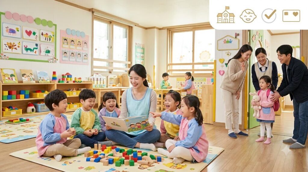 2026 보육료 지원 총정리 | 어린이집 지원 대상부터 신청방법까지 1 Teacher and children playing in 202608071148