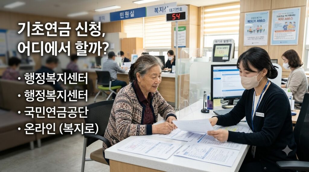 2026 기초연금 총정리 | 수급자격·소득기준·지원금·신청방법 5 Woman applying for basic pension 202608131121 2