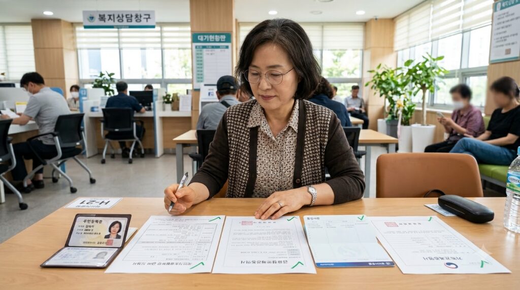 Woman organizing documents for a… 202608041141