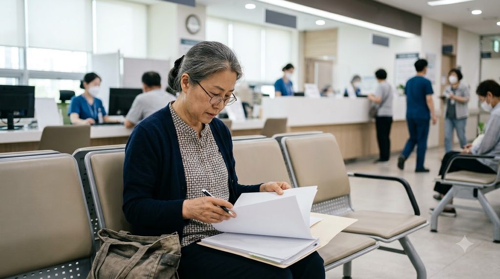 2026 차상위 본인부담경감 대상자|병원비가 줄어드는 기준과 확인방법 1 Woman reviewing medical documents 202608242321