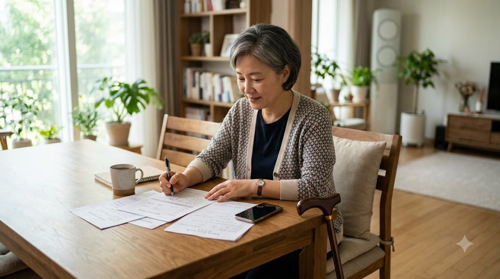 2026 장애수당 월 6만원 받는 조건|장애인연금 대상이 아니라면 확인하세요 1 Woman reviewing welfare document… 202608262300