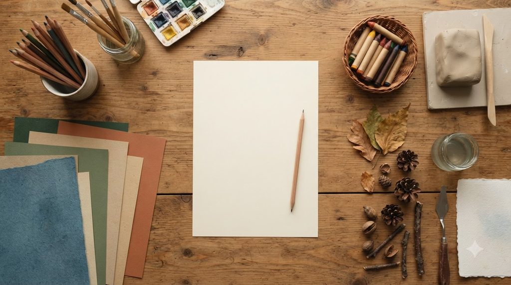Art supplies on wooden table 20260923222058