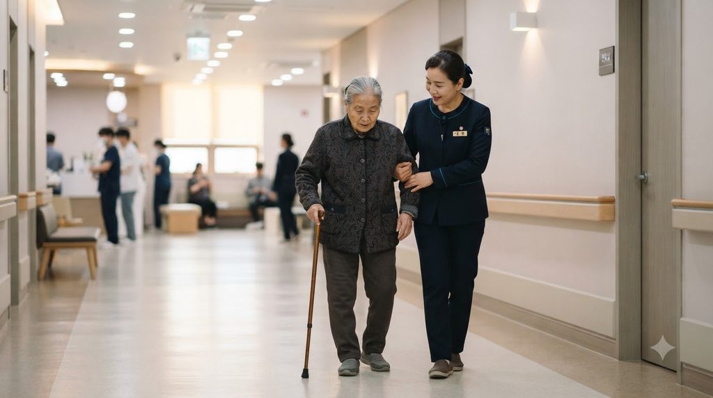 병원동행매니저 자격증 취업방법 총정리|2026 급여·구인·업무·신청 2 Care manager guiding elderly person 20260923213400