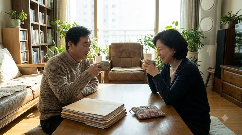 2026 재난적의료비 지원 대상과 소득·재산·병원비 기준을 확인하세요. 5 Couple drinking tea in living 202609042325