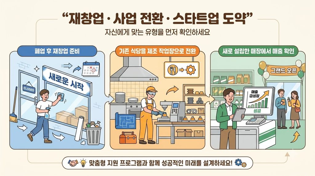 2026 희망리턴패키지 재창업 지원금 최대 2천만원|지원대상·자부담·사용처 총정리 2 Illustration of business restart… 20260913032518