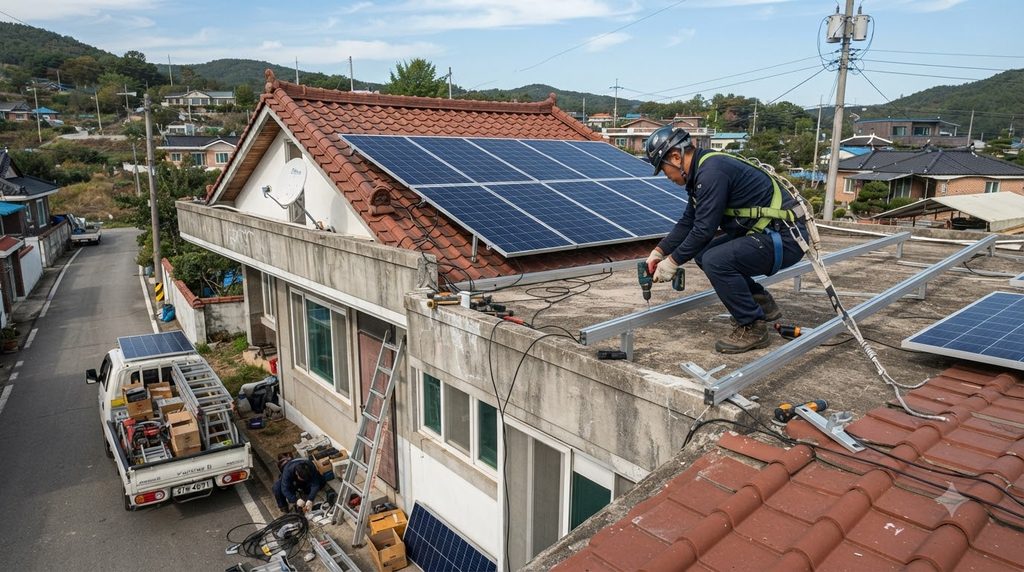 2026 신재생에너지 주택지원사업|태양광·지열 설치비 지원 대상과 신청방법 6 Installer mounting solar panels 20260927184350 1
