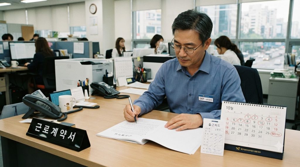 2026 희망리턴패키지 전직장려수당 최대 100만원|심화교육·60일 근속 조건 4 Man reviewing employment contract 20260918002706