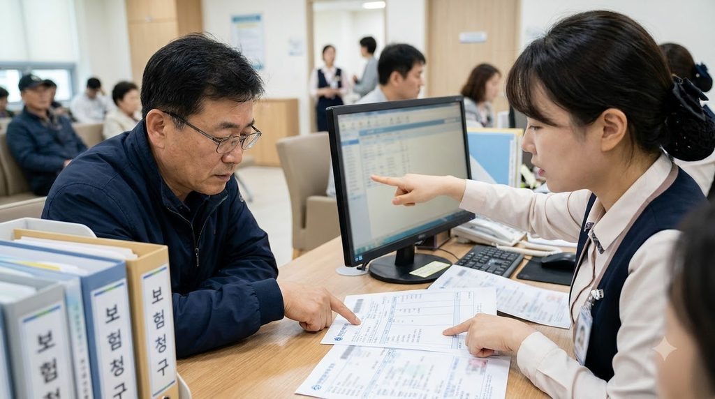 2026 재난적의료비 지원 대상과 소득·재산·병원비 기준을 확인하세요. 3 Man reviewing medical bills with… 202609042325 1