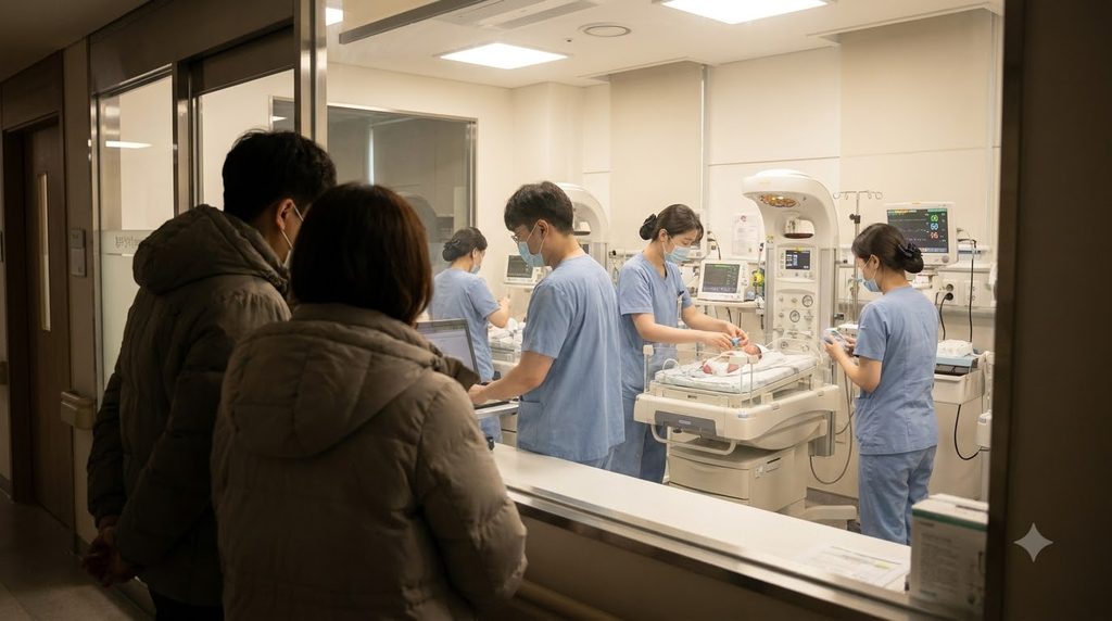 2026 미숙아·선천성이상아 의료비 지원|NICU 입원부터 수술비 지원·신청기한까지 2 Parents observing NICU baby care 20260911002346 1