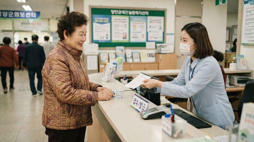 2026 양양군 대상포진 예방접종 지원|50세 이상 수급자 무료·65세 이상 접종비 3 Woman presenting ID at desk 20260927195250