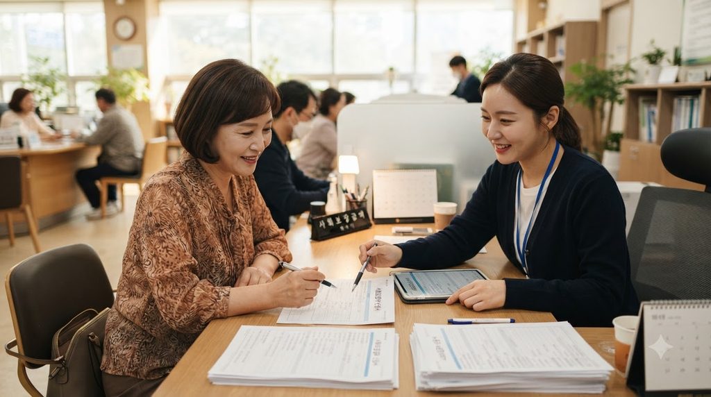Woman reviewing documents with s… 20260918010611