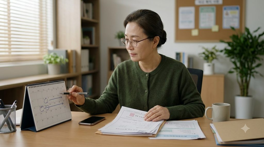 Caregiver checking desk calendar 20261016230947