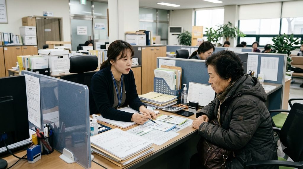 Caseworker reviewing documents w… 20261024165851
