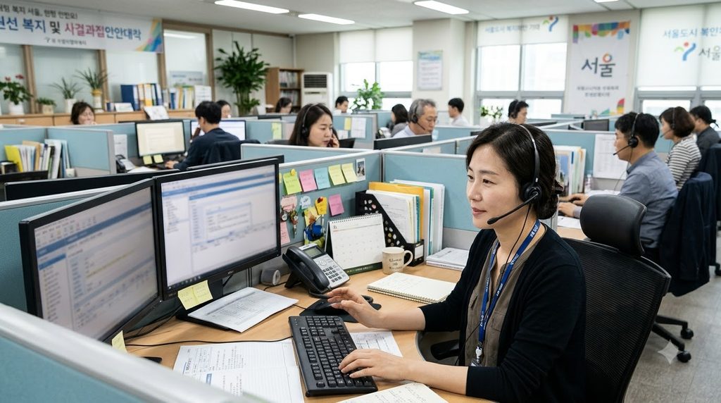 2027 서울 위기가구 생계비 30만원|25개 자치구 어디서 상담할까? 4 Counselor responding to welfare … 20261025235220