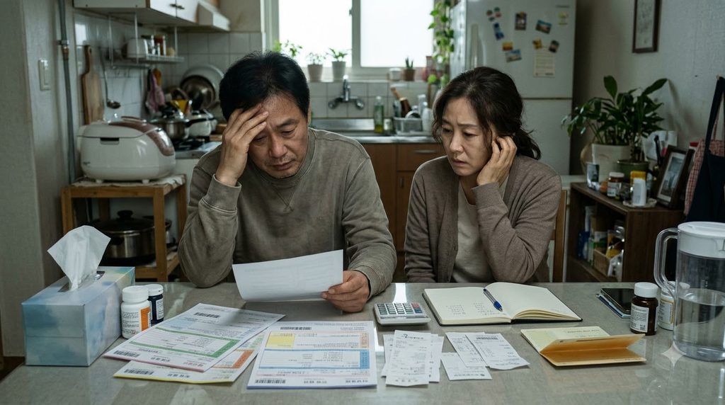 2027 서울 위기가구 생계비 30만원|25개 자치구 어디서 상담할까? 2 Couple reviewing household finan… 20261025235210