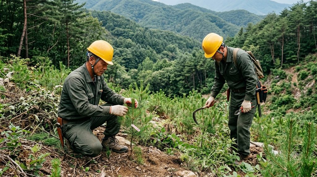 산림자원관리사 1급 자격증 취득방법|산림관리사 조건과 활용처 5 Forestry workers checking young … 20261003210107