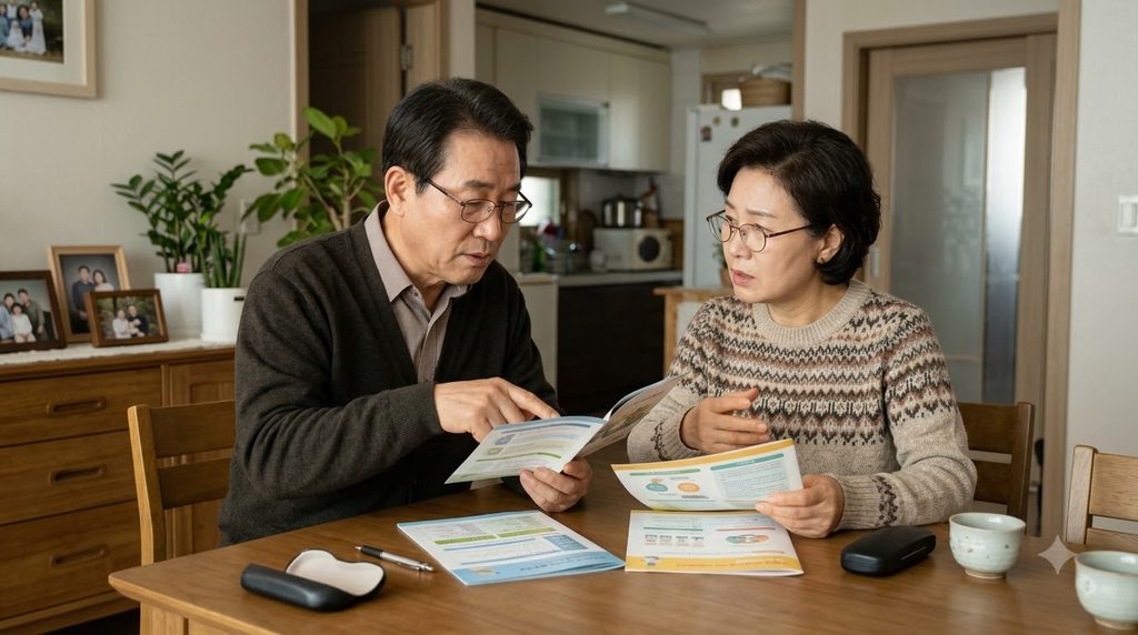 2027 기초연금 개편 총정리|38만원 인상·수급자격·소득인정액·부부 기준 5 Older couple comparing pension g… 20261016233352