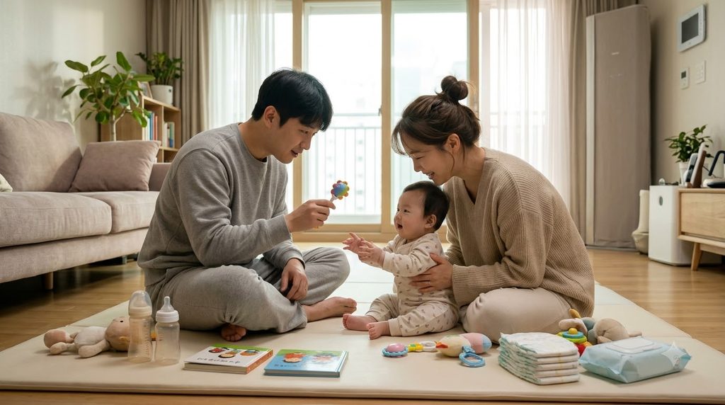 2027 아동기본수당 신설|월 20만원·우대지역 30만원 지급대상과 신청방법 4 Parents spending time with baby 20261011220515
