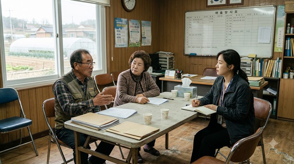 2027 충남 위기가구 생계비 30만원|15개 시·군 어디서 상담할까? 4 People discussing living conditi… 20261026004918
