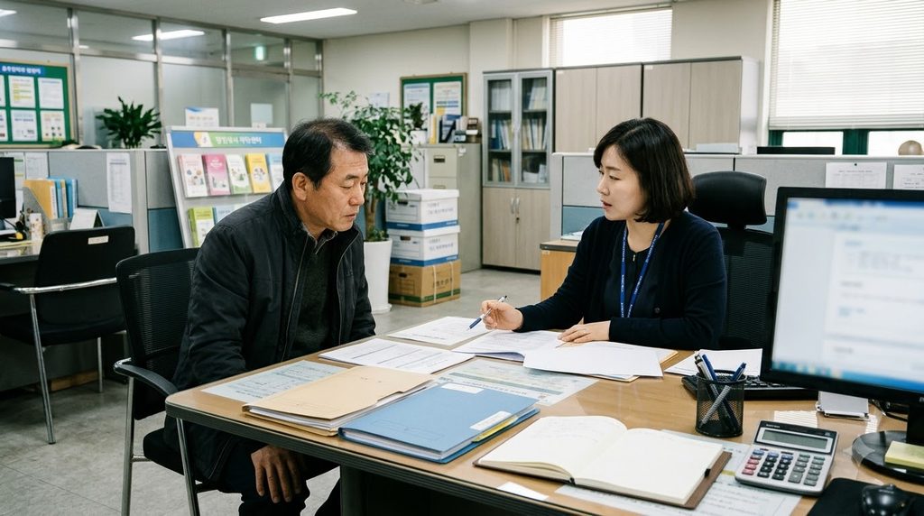 2027 경기 위기가구 생계비 30만원|31개 시·군 어디서 상담할까? 1 People reviewing documents at table 20261026000340