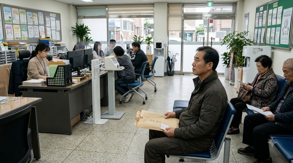2027 서울 위기가구 생계비 30만원|25개 자치구 어디서 상담할까? 1 Resident waiting at welfare desk 20261025235207