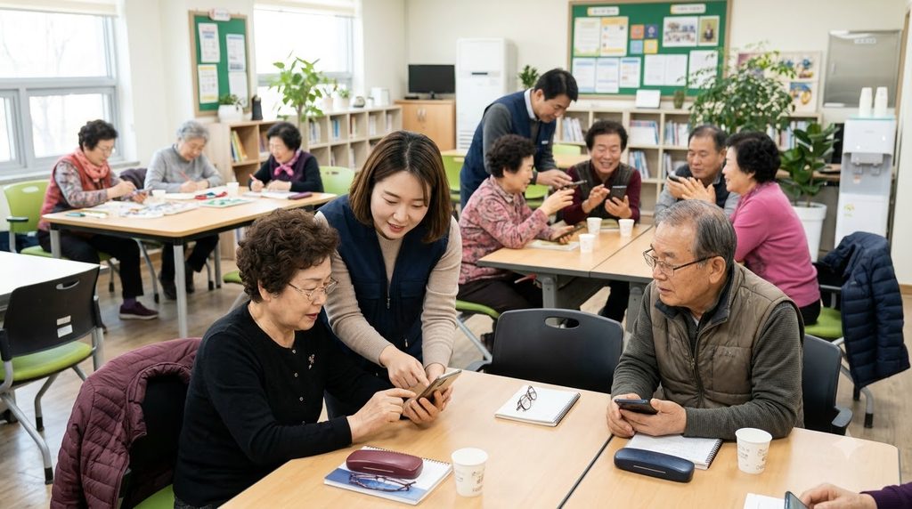 2026 대전 평생교육이용권 35만원|3차 소득무관·신청대상·사용처 총정리 4 Seniors learning smartphone skills 20261008233111
