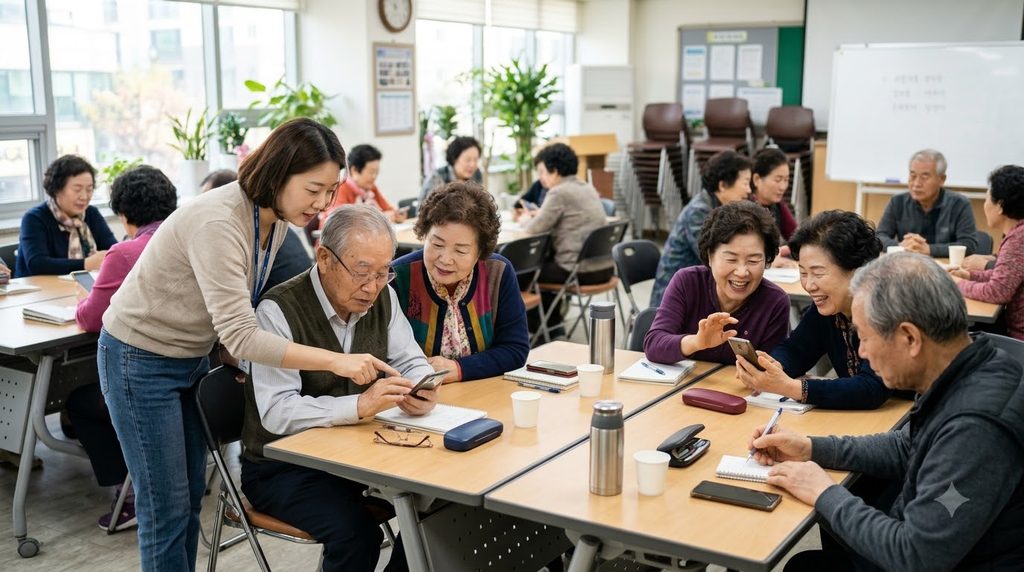 2026 서울 평생교육이용권 35만원|신청대상·사용처·농협카드·사용기간 총정리 4 Seniors learning smartphone use 20261008222958