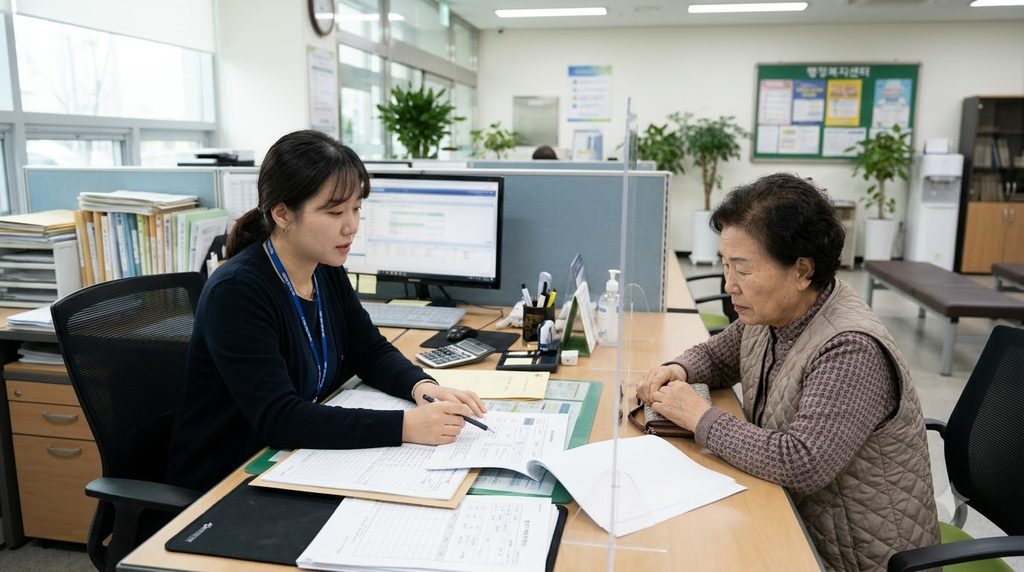 2027 광주 위기가구 생계비 30만원|5개 자치구 어디서 상담할까? 3 Welfare officer consulting resident 20261024174806