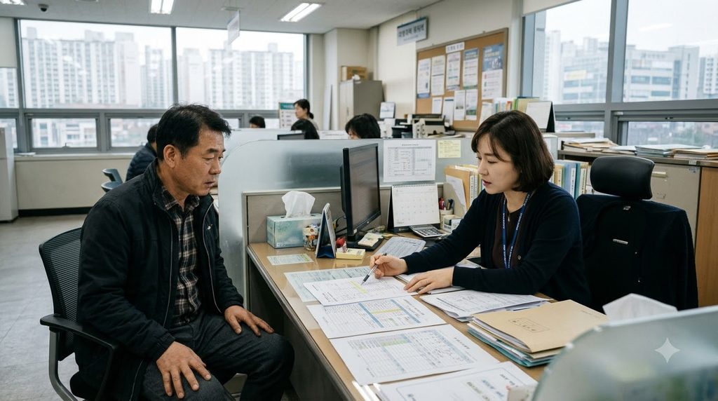 2027 충남 위기가구 생계비 30만원|15개 시·군 어디서 상담할까? 1 Welfare official reviewing docum… 20261026004902