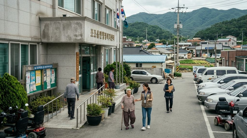 2027 경남 위기가구 생계비 30만원|18개 시·군 어디서 상담할까? 2 Welfare worker guiding elderly p… 20261025233419
