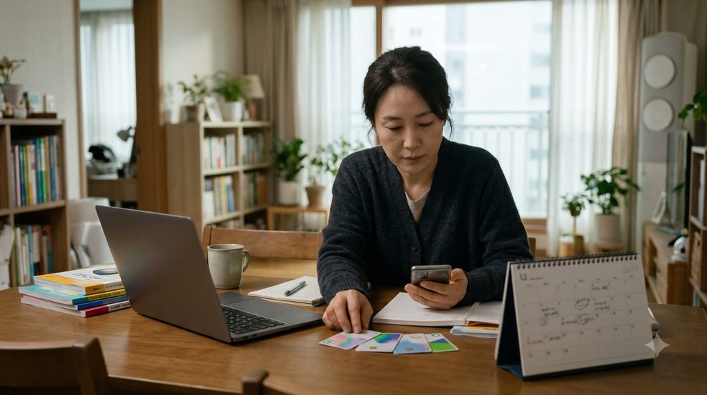 2026 서울 평생교육이용권 35만원|신청대상·사용처·농협카드·사용기간 총정리 6 Woman checking educational mater… 20261008223005