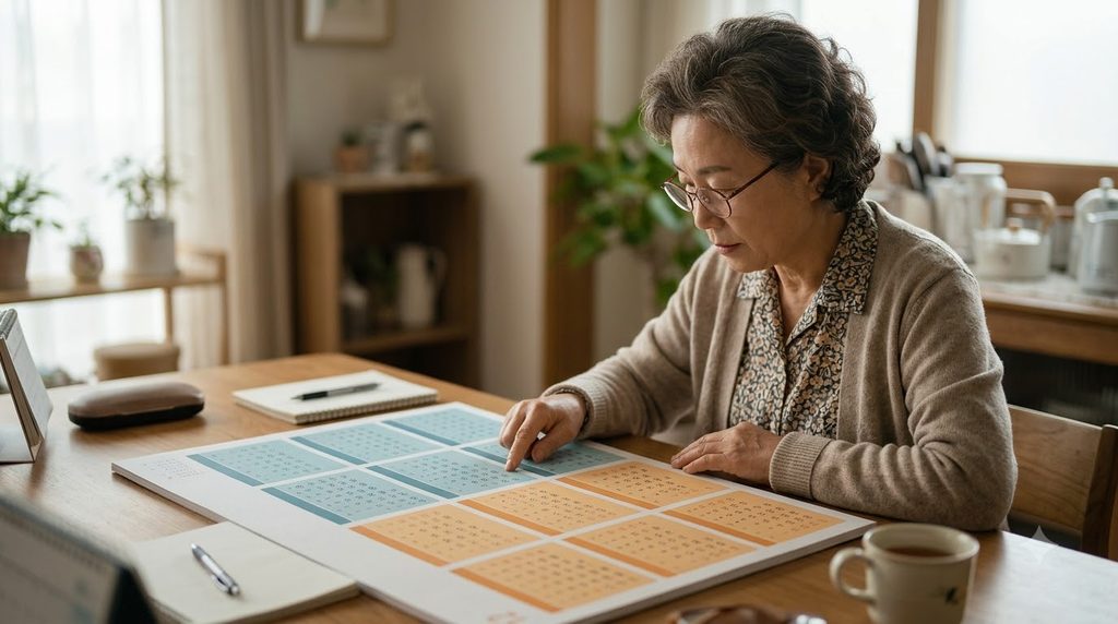 2027 기초연금 개편 총정리|38만원 인상·수급자격·소득인정액·부부 기준 2 Woman checking pension calendar 20261016233341