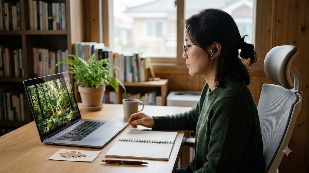산림자원관리사 1급 자격증 취득방법|산림관리사 조건과 활용처 3 Woman listening to online lecture 20261003210059