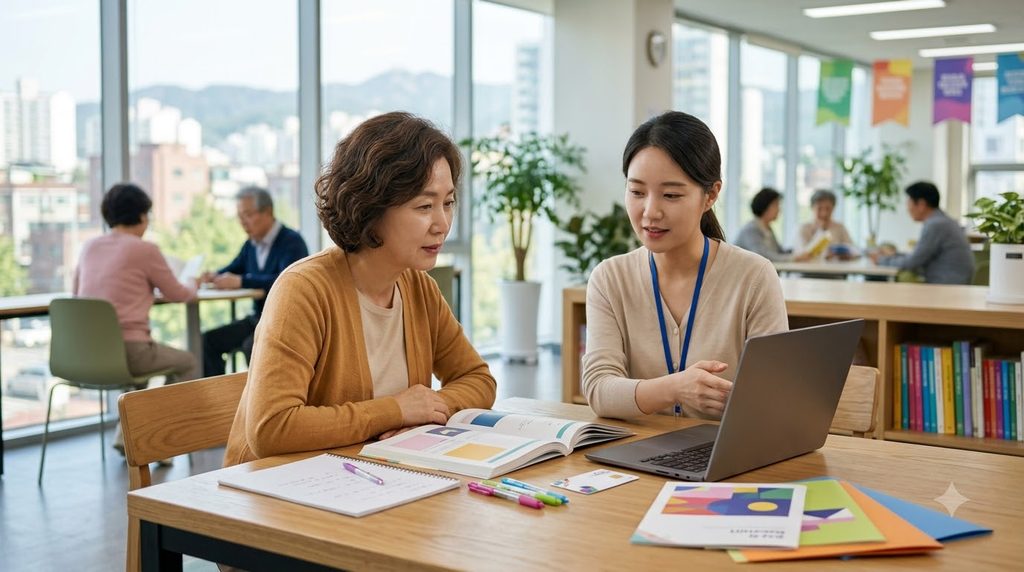 2026 서울 평생교육이용권 35만원|신청대상·사용처·농협카드·사용기간 총정리 1 Woman receiving educational coun… 20261008222946