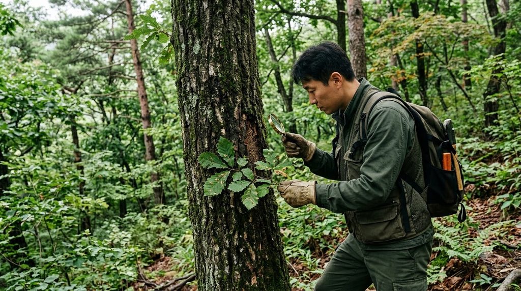 산림자원관리사 1급 자격증 취득방법|산림관리사 조건과 활용처 4 Worker inspecting tree for pests 20261003210103